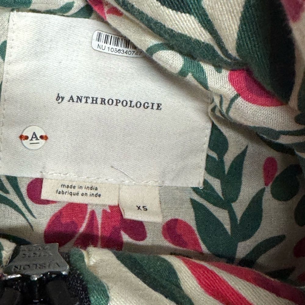 Women’s By ANTHROPOLOGIE Floral Puffer winter coat Jacket size X small - Picture 7 of 9